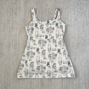 Abercrombie & Fitch Cotton Linen Italian Summer Graphic Mini Dress XL
